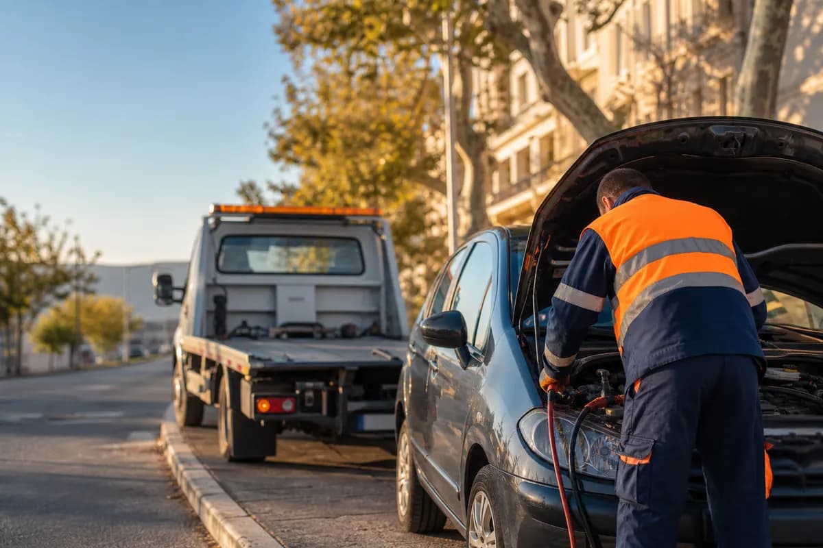 Dépannage batterie Marseille : intervention MRS sur voiture en panne en bord de route